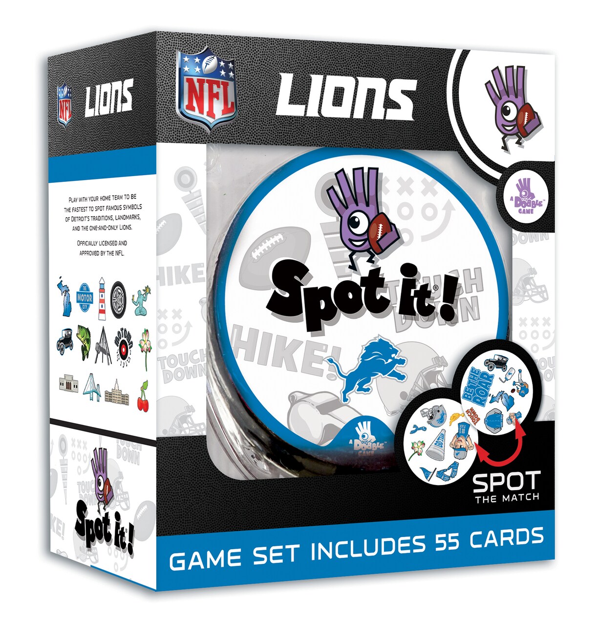 Masterpieces Officially Licensed NFL Detroit Lions Spot It Game for Kids and Adults